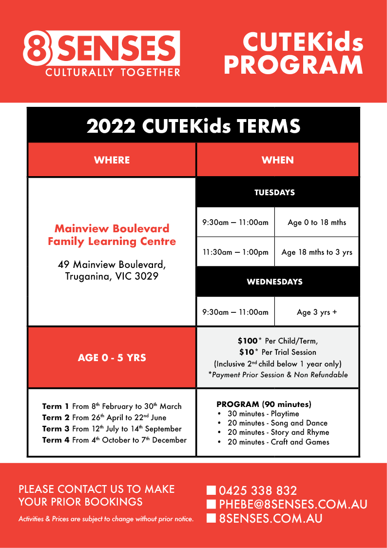 2022 CUTEKids Playgroup Terms